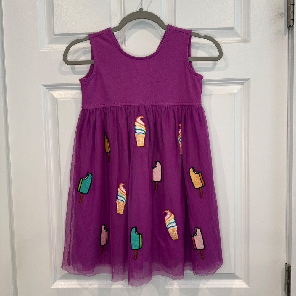 Hanna Andersson Girls Purple Ice Cream Tulle Tutu Dress Size 8